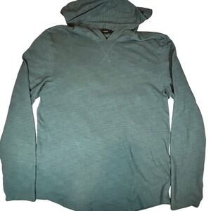 Vince Mens Slub Cotton Hoodie Long Sleeve Pullover Teal‎ Blue Green Medium M